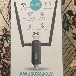 ALFA AWUS036AXM WiFi 6E USB 3.0 Adapter AXE3000 Tri-Band 6GHz/5.8GHz/2.4GHz High Speed 3Gbps