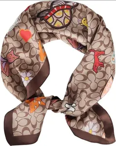 EXTREE Fashion Silky Satin Headscarf for Women Girls: Exquisite Pattern Lightweight Silk Graceful Scarfs 27.5 x 27.5 inches