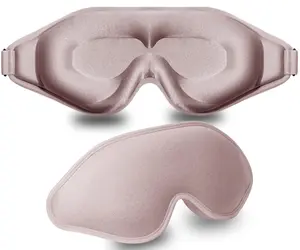 Sleep Mask 3D Deep Contoured Eye Covers for Sleeping 99% Light Block Zero Pressure Adjustable Strap Men Women Yoga Traveling Pink Comfortable Breathable Memory Foam