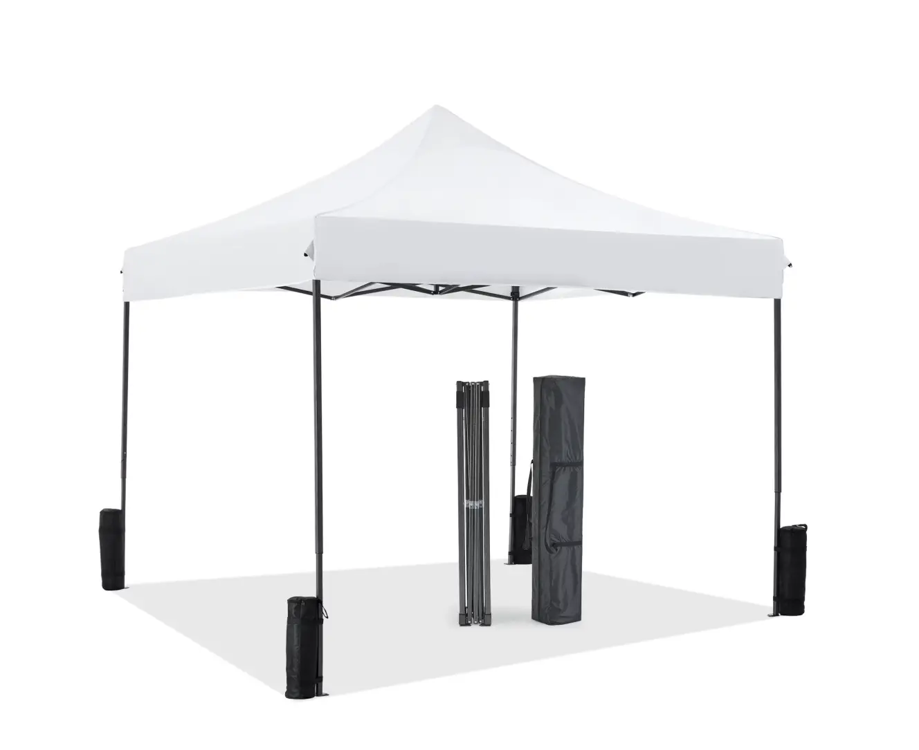 10x10 FT Pop Up Canopy Tent with Slant Legs and Carrying Bag, Easy Setup Outdoor Shelter for Patio, Garden, Beach, White
