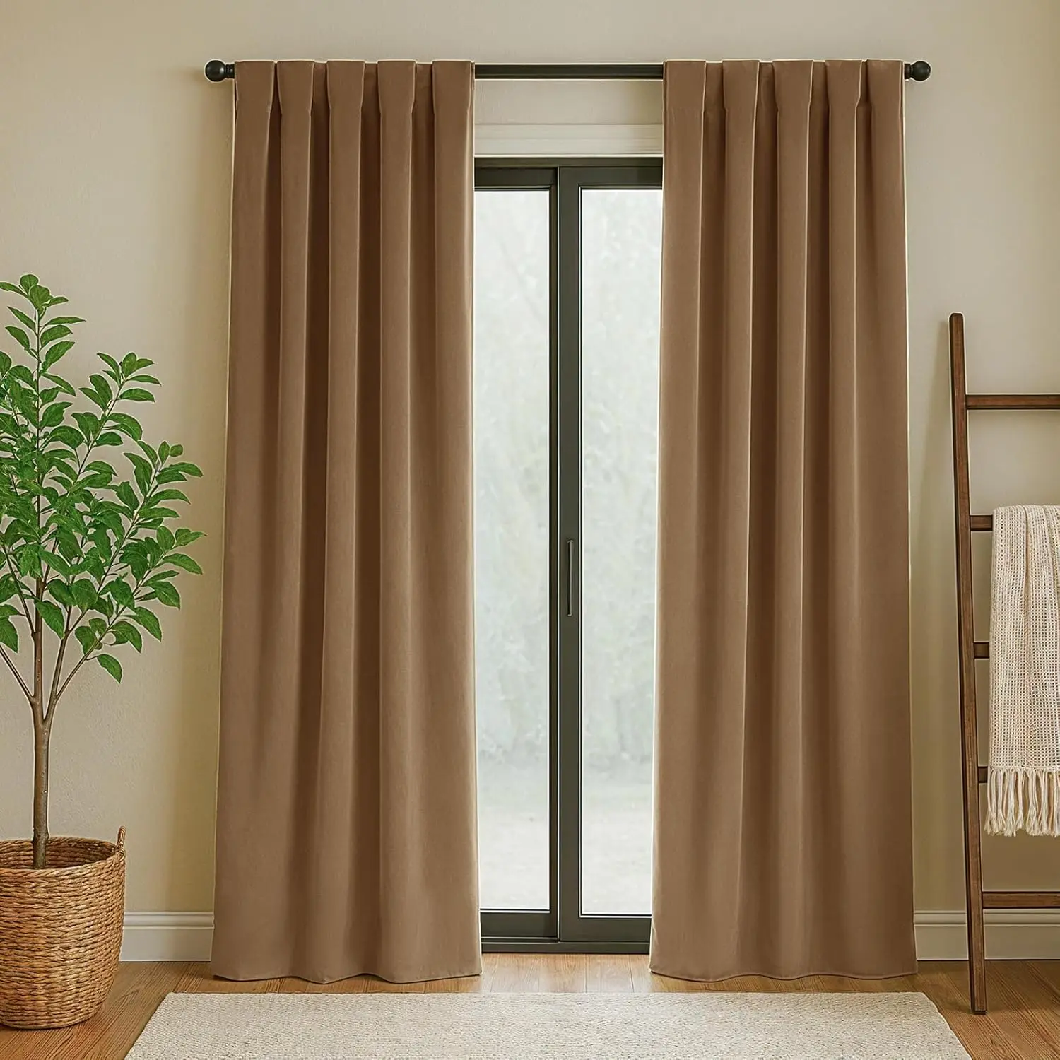 Shilucheng High-Density Velvet Retro Darkening Curtains - 84in Length 2-Piece Set, Thermal Insulated, Wrinkle Resistant, Soundproof Drapes for Bedroom/Living Room Indoor Windows