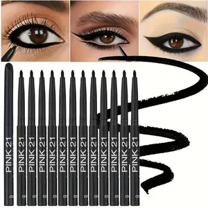 12-Pack Multi-Functional Black Gel Eyeliner/Pencil - Waterproof, long-lasting, sweat-proof formula, smudge-resistant, perfect wing effect, effortless smooth application, suitable for bold eye makeup, makeup essential