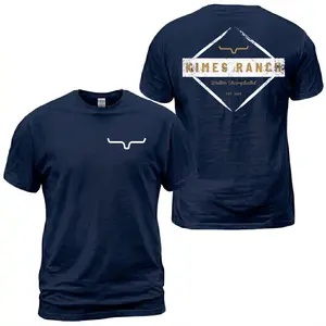 Kimes Ranch Diamond Logo T-Shirt, Western Uncomplicated Back Print Tee, Bull Horn Ranch Graphic Shirt, ESTD 2009 Cowboy Style, Casual Cotton for Men and Women