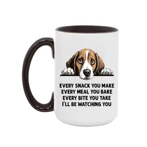 Beagle Every Snack You Make Mug 15oz Large Colored Handle Ceramic Coffee Cup Funny Gift Idea for Men Women Mom Dad
