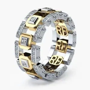 Full Moissanite Synthetic Eternity Ring Popular Hiphop Design VVS1 Clarity Hypoallergenic Band for Men & Women Bling Iced Gift Birthday HipHop Rapper Club Party Date Punk Urban Swag Street Casual Anniversary  X0 A0 S0