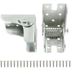 2pcs Zinc Plated Silver High-Strength Rustproof Self-Locking 90-Degree Folding Hinge Brackets, Heavy-Duty Leg Fittings Angle Braces for Folding Table, Dining Room, Garage (Workbench, Bed Leg Compatibility)