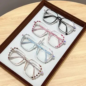 4PCS Women's Fresh Pearl Metal Frame Reading Glasses, Blue Light Blocking Rectangular Reading Glasses, Best Choice for Reading Books, Mobile Ph, Office and Gifts