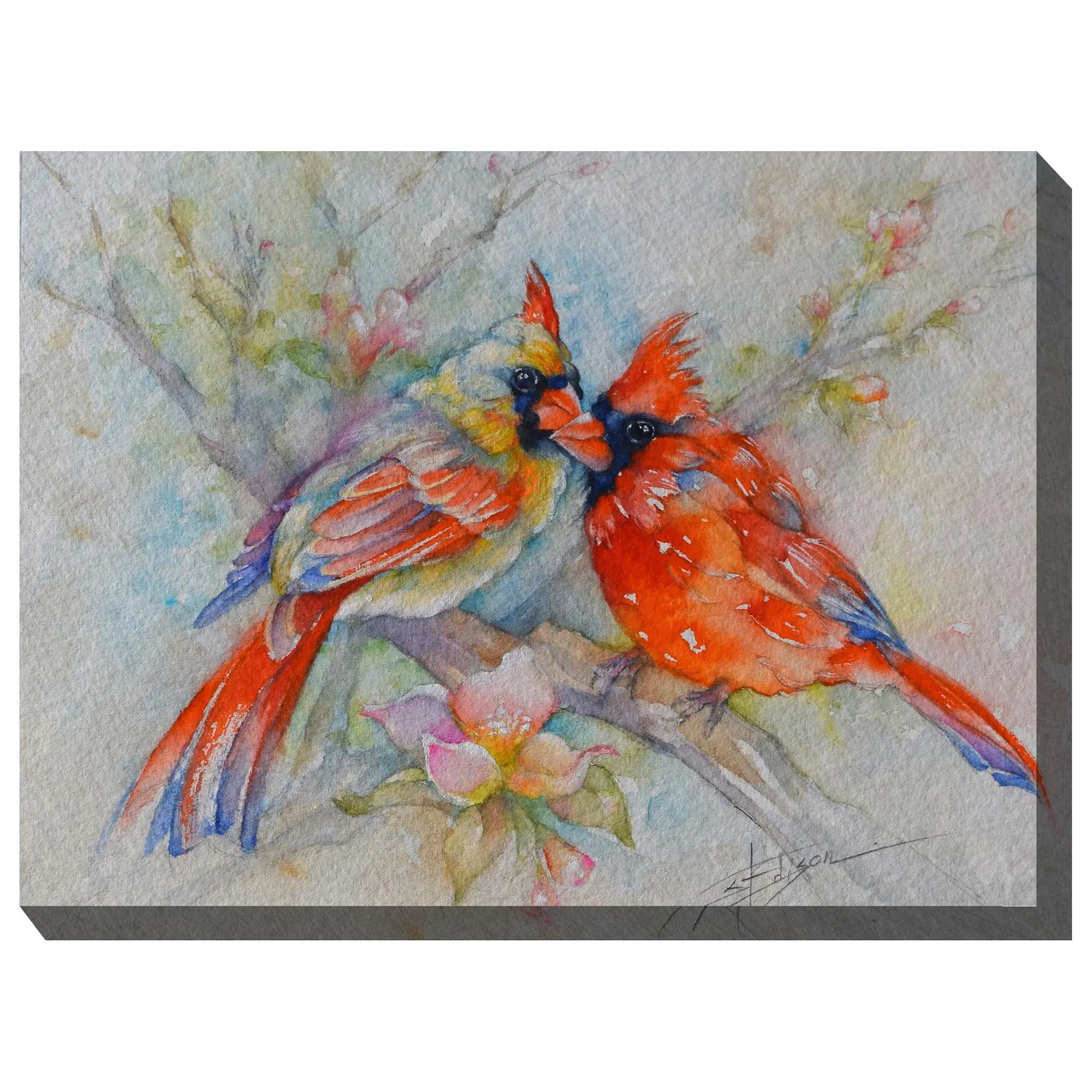 West of the Wind Cardinal Courtship Outdoor Canas Art 40x30