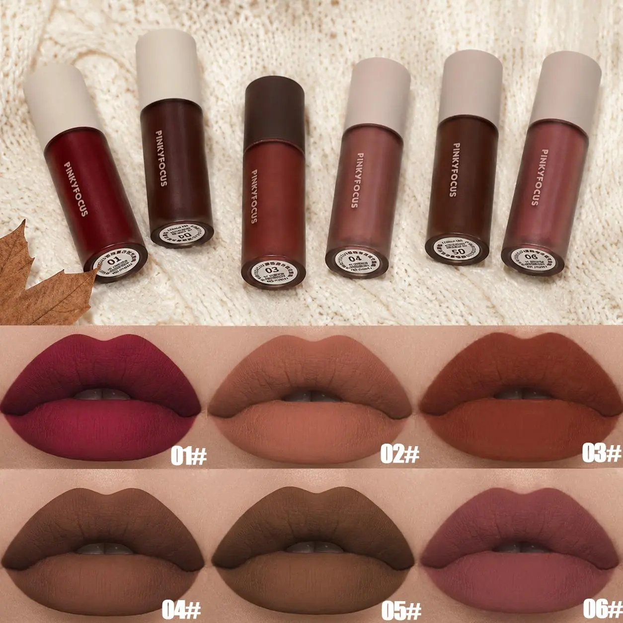 Velvet Matte Liquid Lipstick Set, 6-Piece Long Lasting and Transfer Proof Lip Stain with High Pigmentation for Flawless Everyday Glam, Cosmetic, Gift, All Skin Types, 200G, 6-Piece Velvet Matte Liquid Lipstick Set