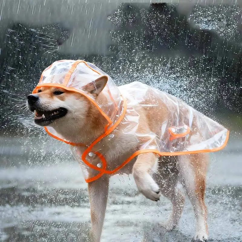 Dog Raincoat, Dog Jacket Hooded Slicker Poncho, Transparent Water Proof Resistant Rain Snow Pet Clothes for Small Medium Large Dogs （1pcs）