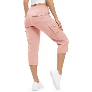 YSENTO Women's Cargo Pants  Plus Size Outdoor Lightweight Capris Casual Trip Loose Shorts Summer Style Moms over 30 Comfy wear ootd Bottoms Basic Pink  #SpringFresh