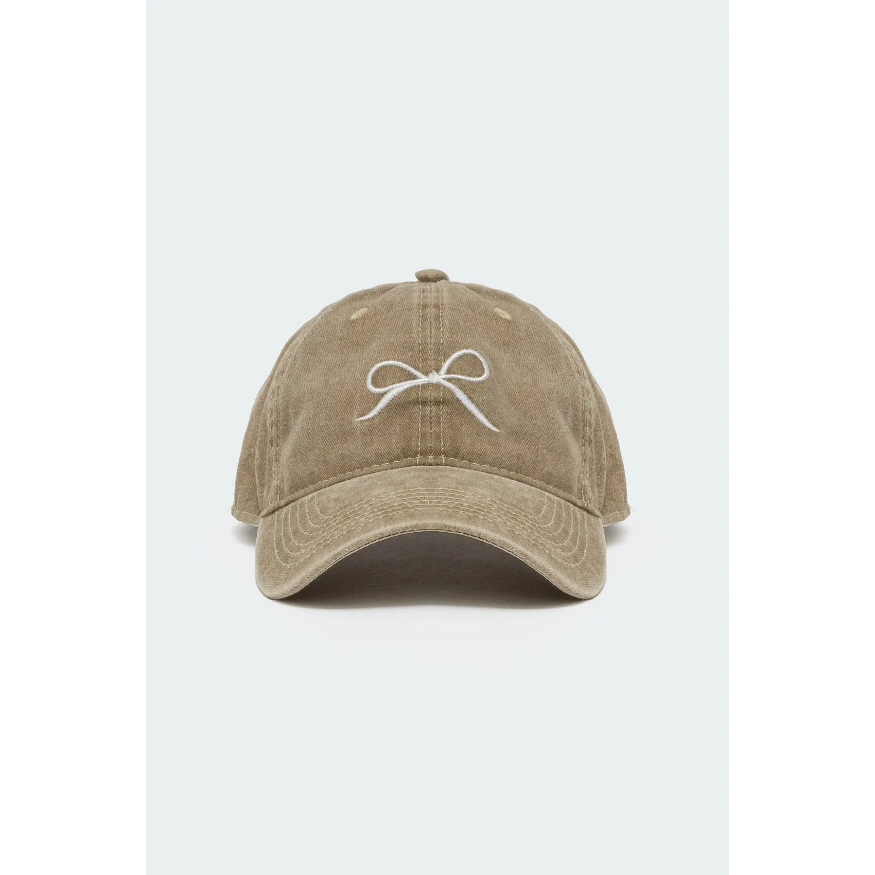Embroidered Bow Washed Baseball Cap Embroidered Bow Washed Baseball Cap
