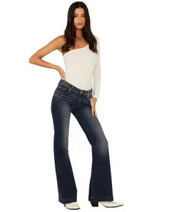 7 For All Mankind Women's Medium Melrose Tailorless Dojo Trouser Leg Jeans - 7U452912-Mr1