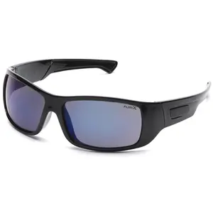 Pyramex Furix Safety Glasses Black with Blue Mirror Anti-Fog Lenses