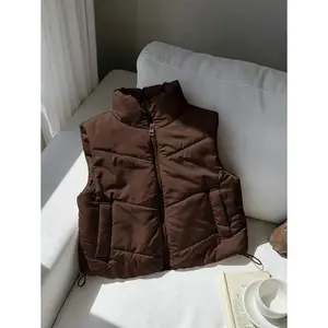 Winter Zip Up Double Face Snap Button Corduroy Drawstring Vest Coat Can be used with raincoat