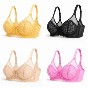 Women’s Mermaid Scales Sexy Lace Plus Size Unlined Underwire Non-padded Full Coverage Minimizer Bra with Back Smoothingfor Women Large Bust