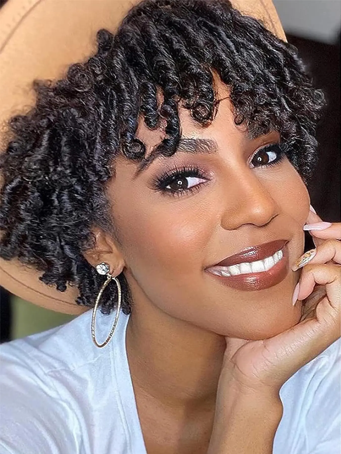 6 Inch Short Afro Coily Curly Hair Synthetic Hair Topper, Gorgeous Fluffy Afro Kinky Wigs for Women, Synthetic Dreadlock Wigs for Party, Daily Use, Synthetic Hairpiece