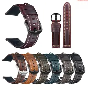 Vintage Crazy Horse Genuine Leather Watch Band, Quick Release Cowhide Replacement Strap 20/22/24mm For Business Casual Wear Compatible with GT6 GT5 GT4 Pro Smart Watch (No Watch)  Halloween