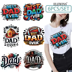 6 pieces of Dad-themed foil DTF transfers. Perfect for t-shirts, hoodies, jeans, backpacks, and pillows, these are washable plastic transfer paper suitable for both men and women, Gifts, Crafts