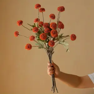 6pcs Realistic Rayon Autumn Dandelions Decoration, Perfect for Indoor and Outdoor Autumn Thanksgiving Wedding Party Decor, Outdoor Artificial Flowers, Home Decoration Bouquet, Lifelike Artificial Flower, Artificial Flower Arrangements