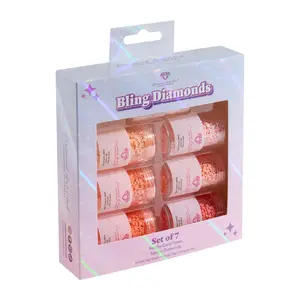 Bling Diamonds - Peachy Coral Tones Square (Set of 7)