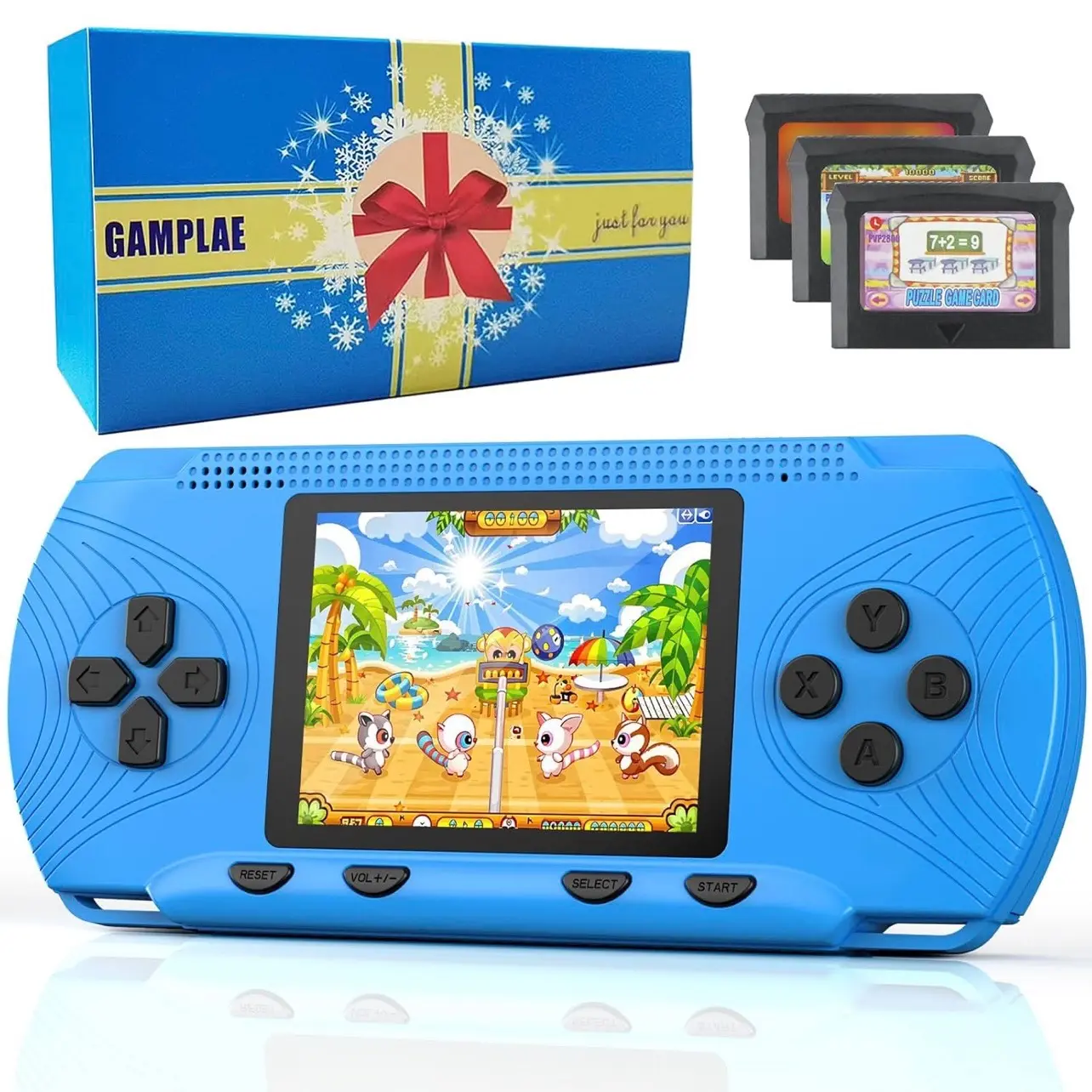 【2025 New】MOBECK Handheld Game Console for Kids, Portable Game Console with Preloaded 258 Video Games & 3 Game Cartridges, 3.0'' Large Screen, Rechargeable Battery, Hand Held Game Console Gift for Kids 4-12 Retro Shell Protection