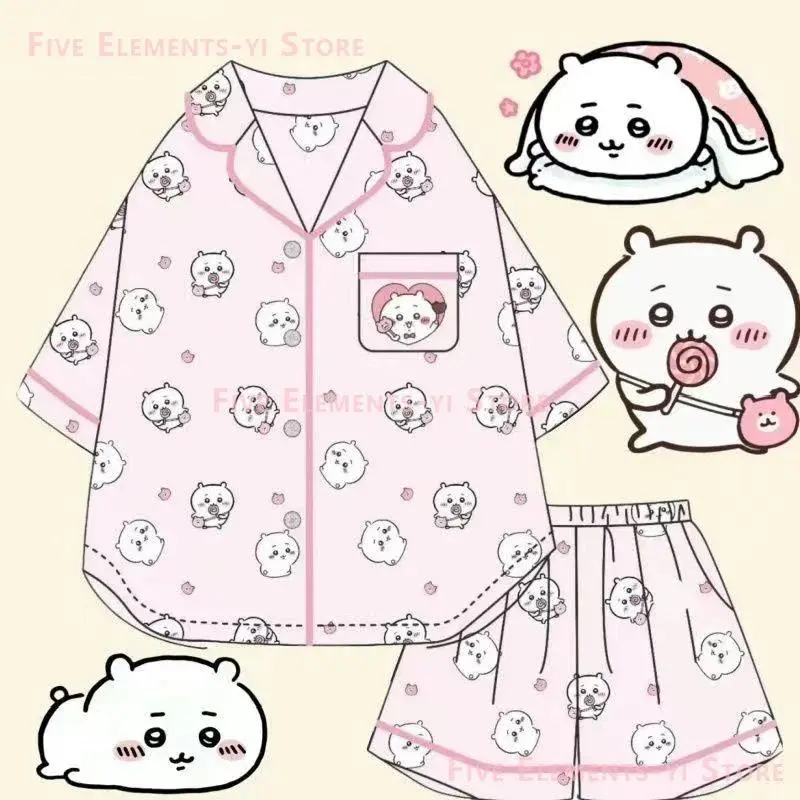 Chiikawa Cartoon 2-Piece Short-Sleeved Pajama Set, Kids' Toy-Themed Nightwear Loungewear Pyjamas Suitable for Outdoor Wear
