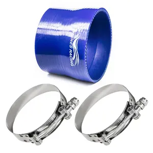 3"-2.75" inch (76mm to 70mm) Silicone Coupler Hose with T-Bolt Clamps | Rtunes Racing | BLUE SH-SR76-70B-TC