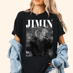 Vintage Jimin Signature Shirt, Unisex Shirt Gift for fans, Kpop Idol Fan Art Tee, Korean Style Lovers Unisex