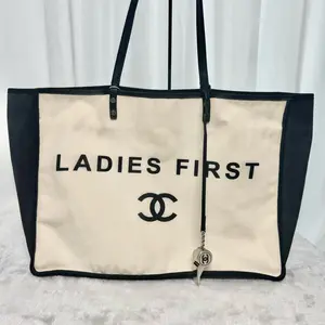 Pre-owned CHANEL "Ladies First" Canvas Tote Bag|20747941