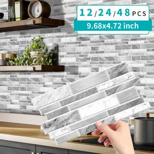 Retro Self-adhesive Tile Sticker, Backsplash Wall Sticker, Decorative Wall Sticker, Striped Marble Vinyl Bathroom Kitchen Home Decor, DIY Seamless Splicing Sticker, Kitchen Bathroom Decoration, Waterproof Wall Sticker