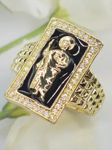 Elegant Saint Jude Classic Religious Portrait Ring, Zirconia Inlaid, Cubic zirconia rings, Unisex Daily Wear Church Prayer Jewelry Gift, Artificial Zircon Ring