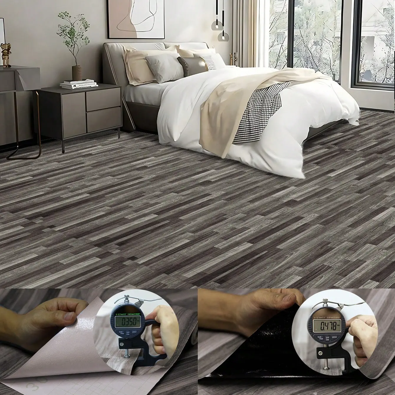 Luxury Vintage Wood Grain Non-Slip Vinyl Floor, Waterproof Removable Kitchen Floor Tiles, Self-Adhesive Bedroom Decor, Home Renovation, Moisture Proof Floor