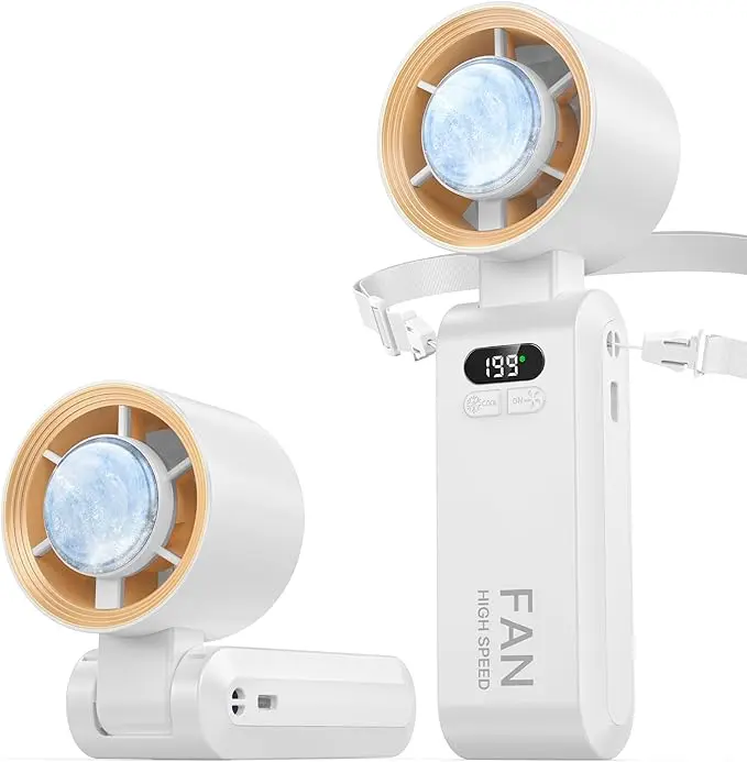 Handheld Portable Turbo Fan with Ice Cooler, Speed (1-199) 5500mAh Rechargeable Personal Fan,[5H Cooling Time] Mini Yet Powerful [20000 RPM] Small Pocket Fans for Travel/Outdoor/Home/Office
