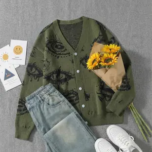 #SummerVibes 2026 Autumn/Winter button cardigan sweater for both men and women, retro jacquard sporty, simple and elegant polyester knitted sweater coat