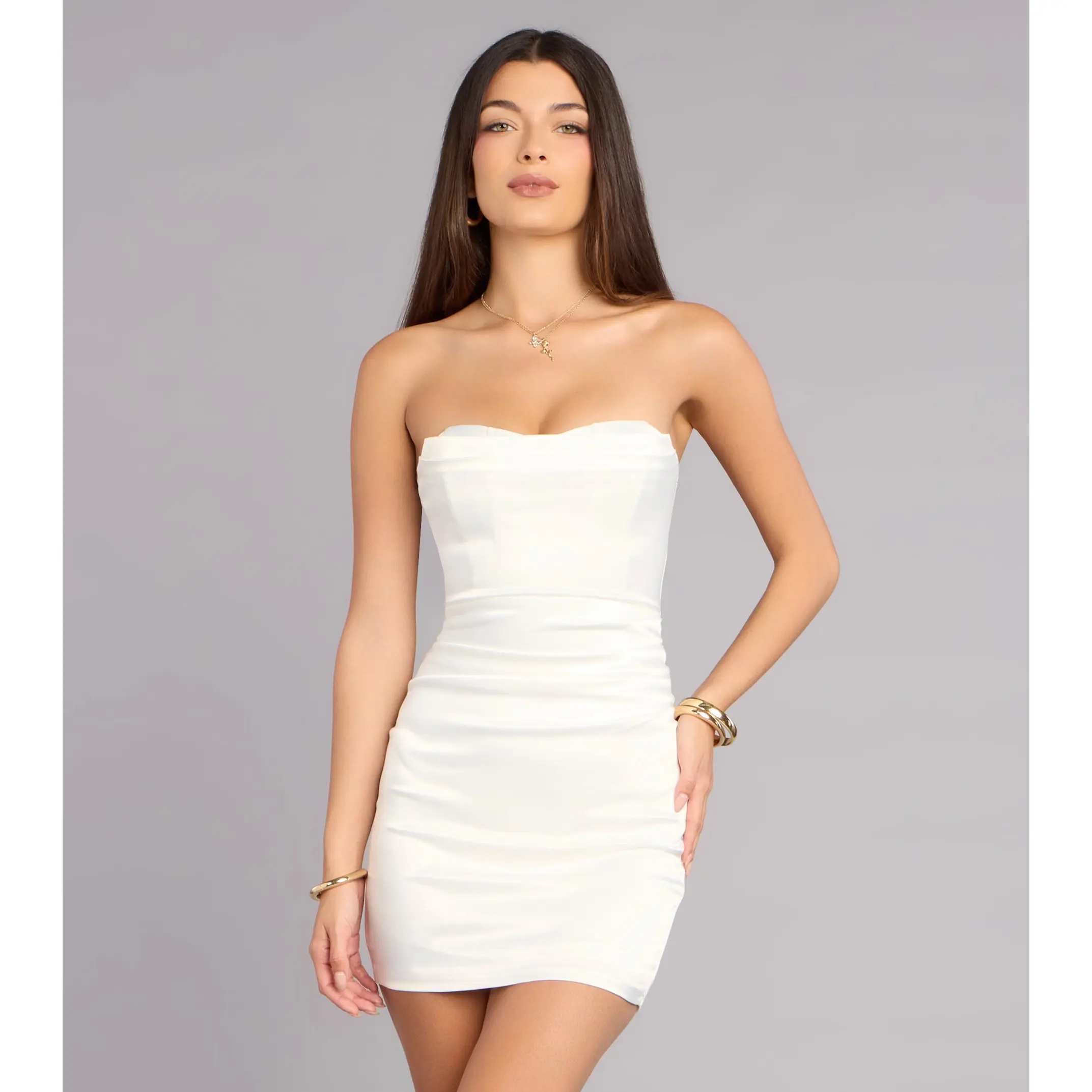 corset peplum satin mini dress weworewhat brand weworewhat - TikTok Shop