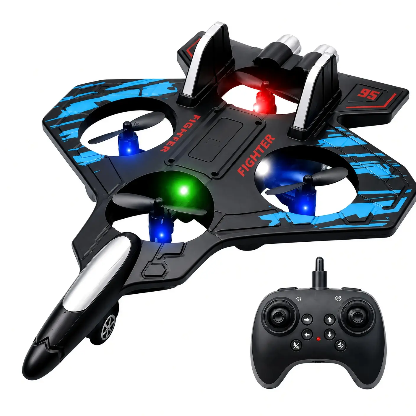 Remote Control Stunt Aircraft with 360° Flips and LED Lights, EPP Foam RC Jet with Vertical Takeoff, Hover Function and Rechargeable Battery, Beginner Flying Toy