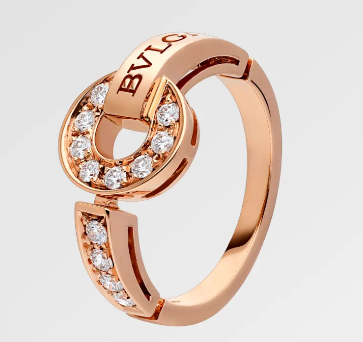 Pre-owned Bvlgari Bvlgari Ring Rose Gold, Full Paved