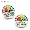 EMPTAN 2PCS Social Battery Slider Pin, Funny Interactive Mood Pin Brooch Enamel Pins, Cute Expression Mood Pins 7 Days a Week for Backpacks Clothing Hat Bags Scarves, Back to School Gifts