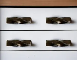 212 MAIN Hand-Painted Distressed Bronze Twisted Geometric Metal Rectangle Drawer Pulls - Set of 6