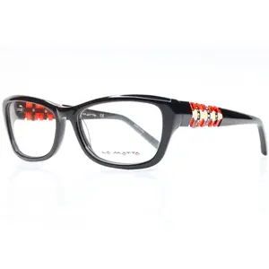 La Matta LM3084 Black Red Crystals Acetate Luxury Italy Eyeglasses -Wo