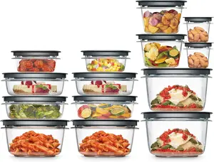 Rubbermaid 28-Piece Clear/Grey Food Storage Containers, Premium Snap Bases, and Various Size Lids, Perfect for Meal Prep, Leftovers, and Dishwasher Safe Kitchen Plastic