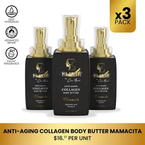 3 Bottles of Coco March Elixir Mamacita Body Butter Cream, Moisturizing Body Lotion for All Skin Types - 8.5 fl oz (250ml) Hydrating Skin Care