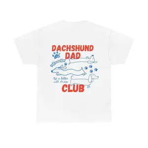 Dachshund Dad Club Unisex T-Shirt – 100% Cotton Funny Dog Lover Tee, Trendy Graphic Shirt for Dog Owners, Perfect Gift for Men or Women, Pet Parent Outfit