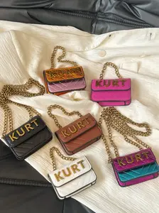 Portable Multifunctional New Letter Mini Shoulder Chain Bag, High-End Crossbody Small Square Bag, Casual Colorblock Style, All Seasons