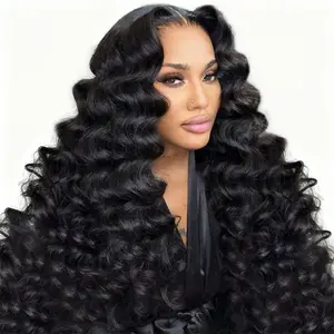 ZLIKE 【Time-limited 300%-34 inches - $344/180%-30 inches - $199】  loosedeep wave 180% 300 %density  Luxury Custom Wigs Bouncy Wavy Lace Wig Super Double Drawn Virgin Human Hair Transparent Lace Front Wigs Pre Plucked Hairline