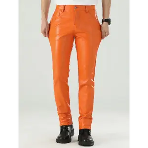 Men'S White Faux Leather Pants - Slim Fit, Mid Waist, Zipper Fly, Polyester Lined, Perfect for Parties and Casual Wear, Wear Pants|Slim Fit Pants|Polyester Lined Menswear Stretch