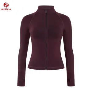 AUROLA Influence Athletic Workout Jacket for Women, Lightweight Slim Fit Full Zip Running Yoga Sports Jacket with Thumb Holes