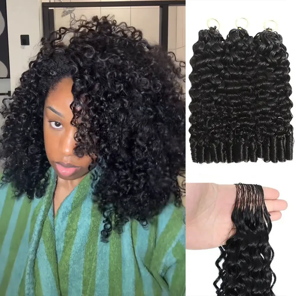 Ramiss 2026 Burmese Curly Natural Black Human Hair Extensions, 39-40 Strands, 48-52g/Bundle, Pre-Separated Miracle Knots, Lightweight No Tension, Feathery Reusable, Time-Saving Full Head Hair Braids, Consistent Quality, Reduced Bulk, Wash & Restyle
