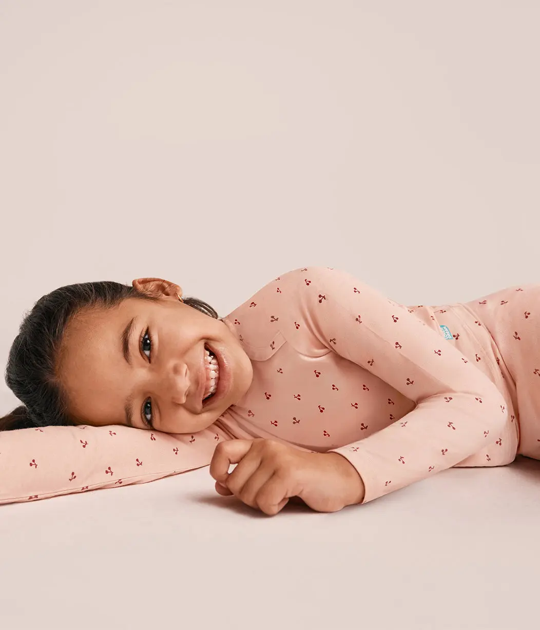 Kids Pajama Set Long Sleeve Snug Fit Viscose from Bamboo Blush Cherries Kids Pajama Set Long Sleeve Snug Fit Viscose from Bamboo Blush Cherries